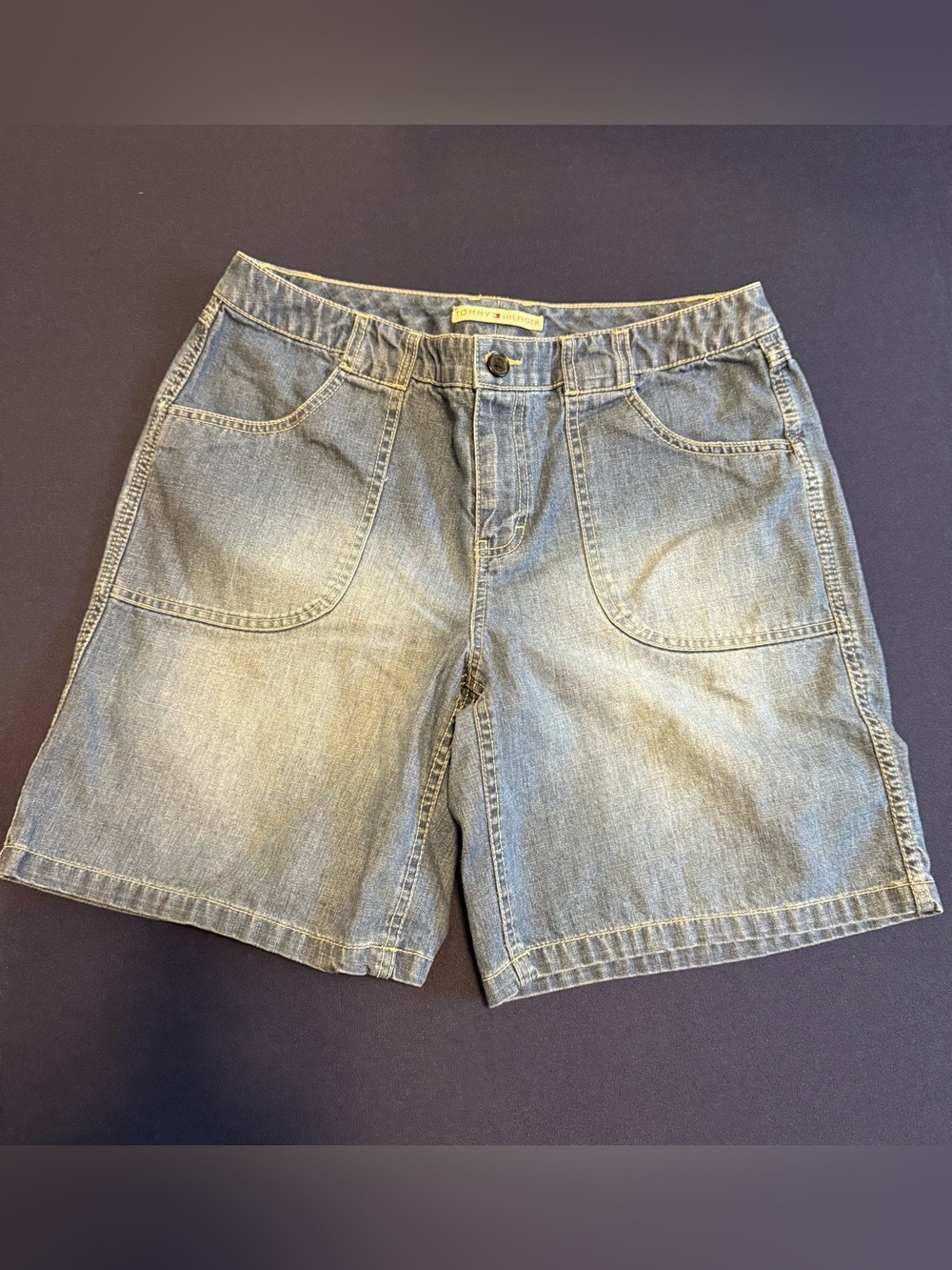 Tommy Hilfiger Denim Shorts Womens 12 Blue Jean Shorts Y2K 2000s Long Bermuda